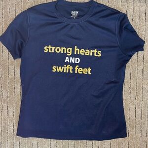 Strong hearts and swift feet the blugold marathon navy tshirt